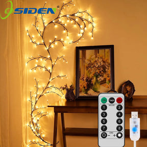 Lámpara LED Solar o USB de Rama de Árbol, Decoración Navideña, para el Hogar.