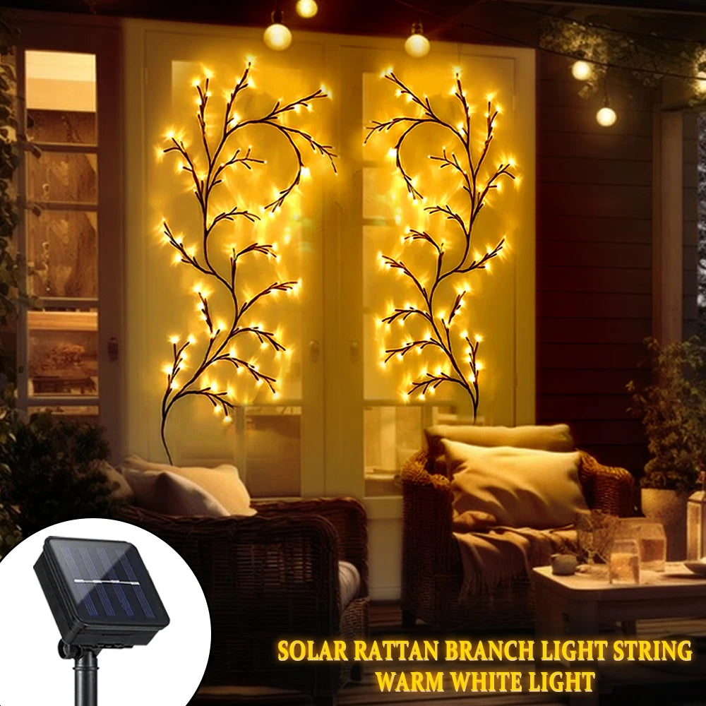 Lámpara LED Solar o USB de Rama de Árbol, Decoración Navideña, para el Hogar.