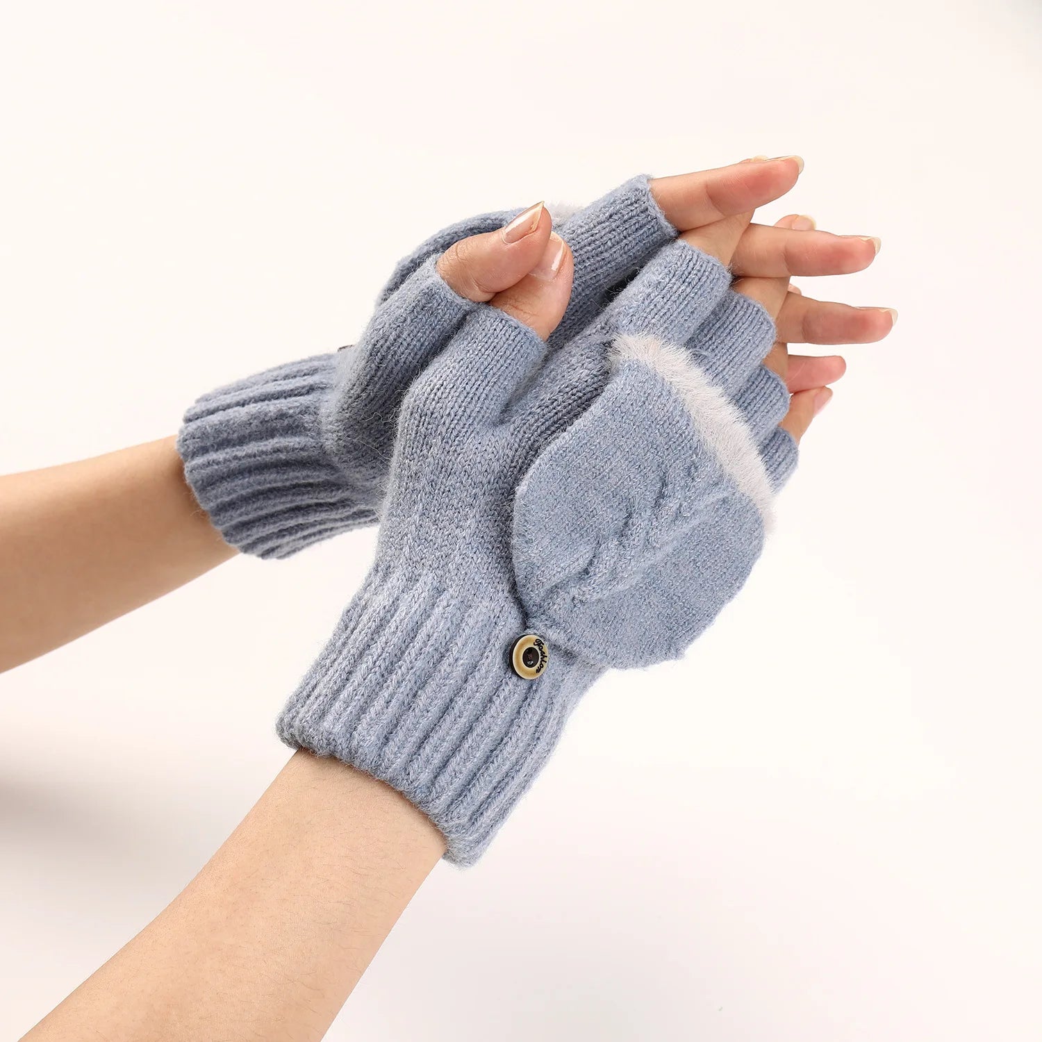 Guantes de Lana de Invierno para Mujer, sin Dedos.