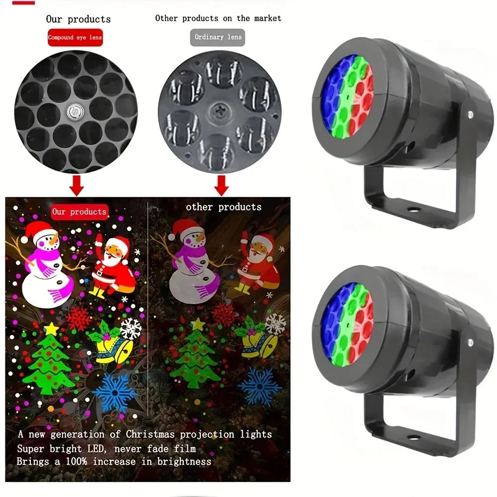 Proyector de Luz Giratorio, 16 Patrones, Luces LED, Tema Navideño.