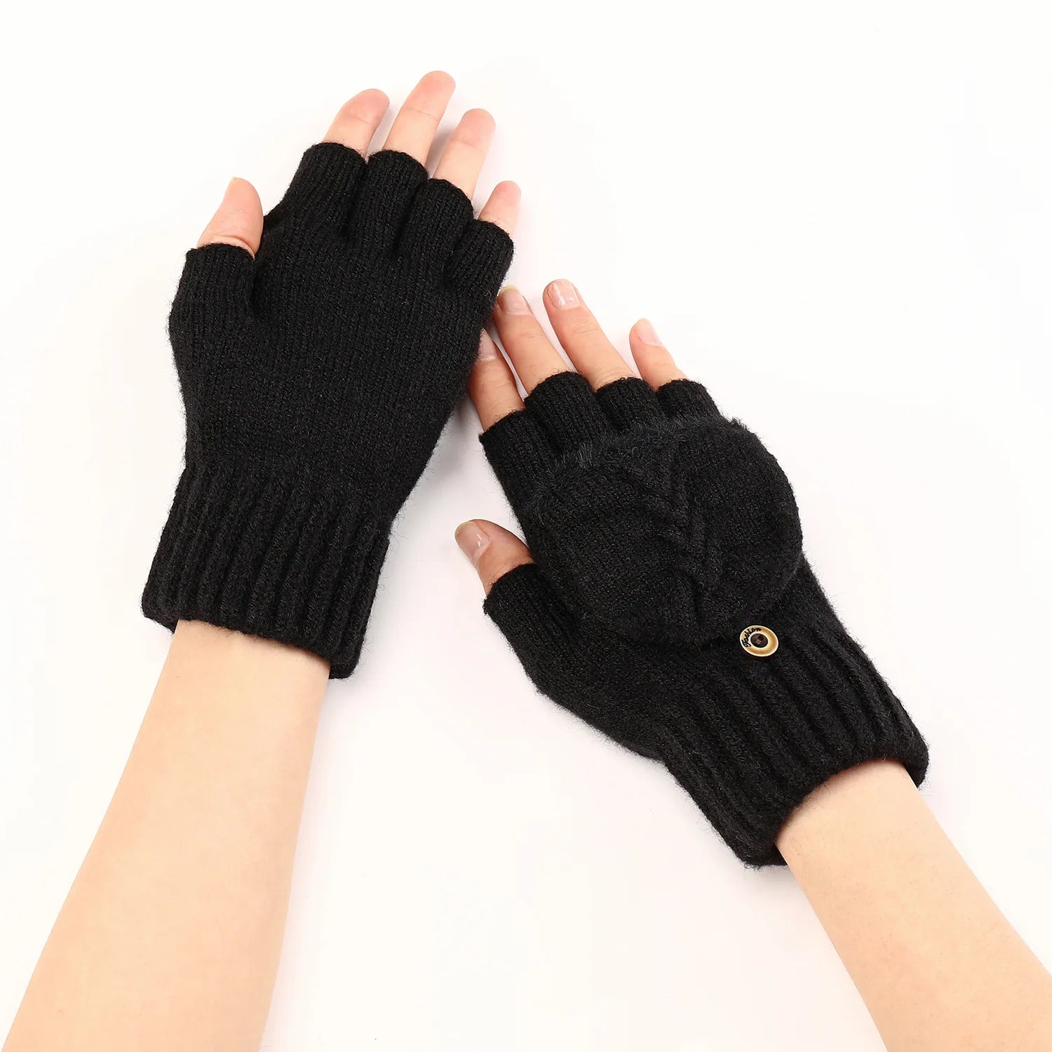 Guantes de Lana de Invierno para Mujer, sin Dedos.