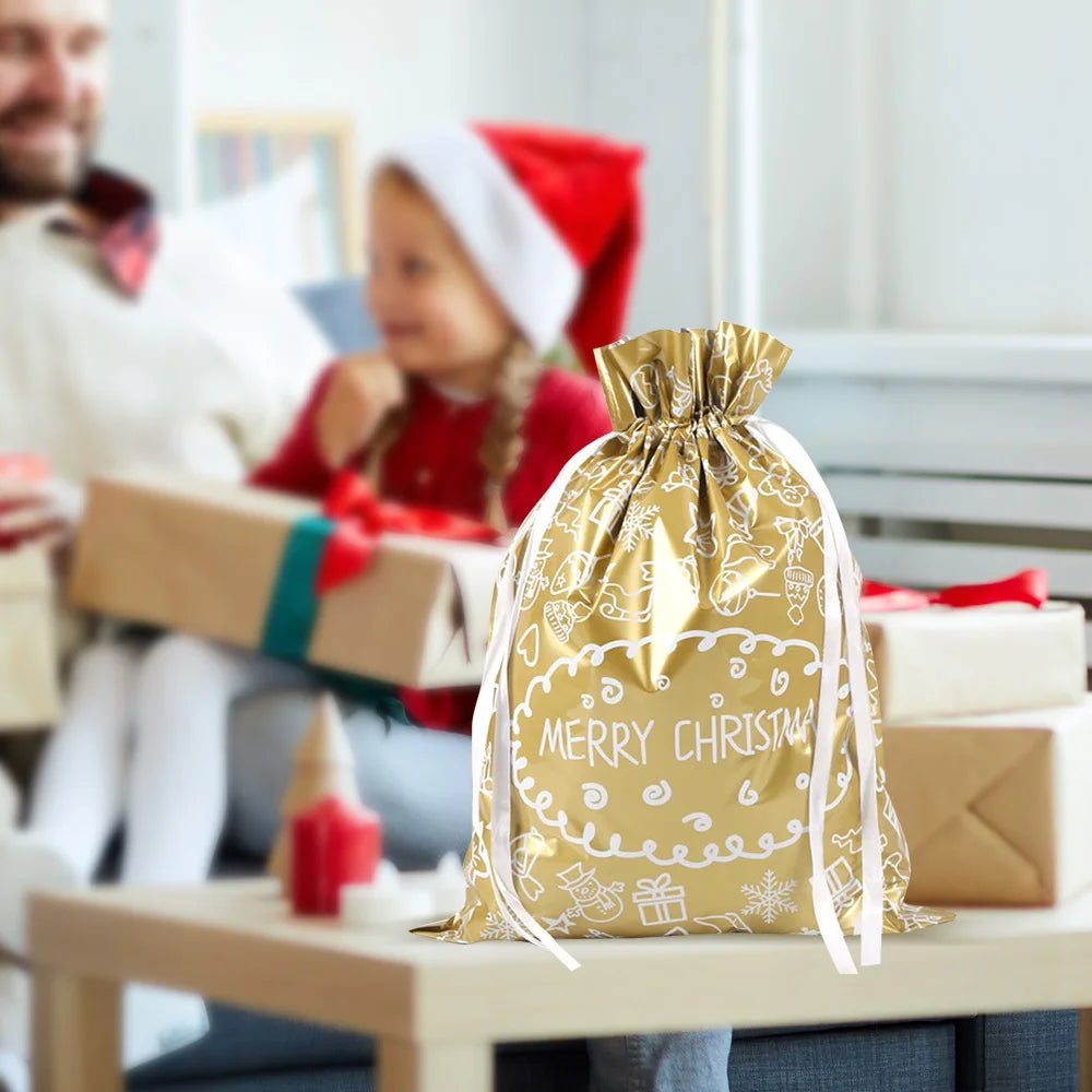 Bolsa de embalaje, con cordón, Decorativa para Navidad, fiestas, para regalo.