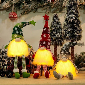 Adornos de Muñecas de Gnomo Navideño, Artesanías de Punto de Felpa con Luz LED