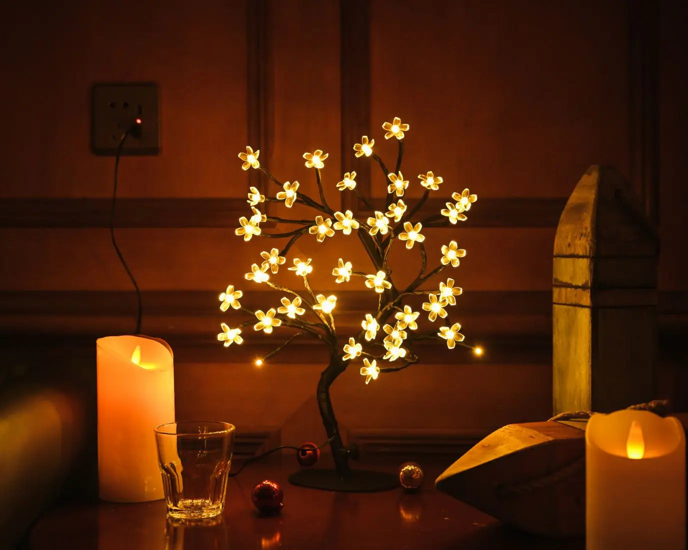 Luz LED USB, Árbol de Cerezo en Flor, Decoración del Hogar, Navidad.